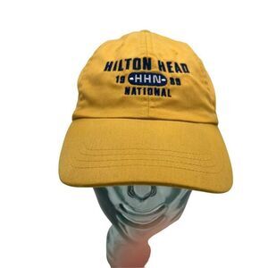 Hilton Head‎ 1896 Ahead Vintage UNISEX Baseball Cap Hat Yellow Blue Embroidered